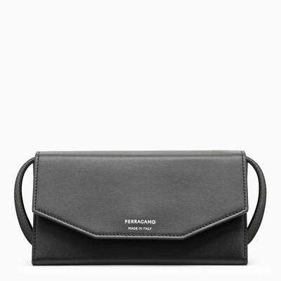 Ferragamo Black Leather Shoulder Bag In Multicolor