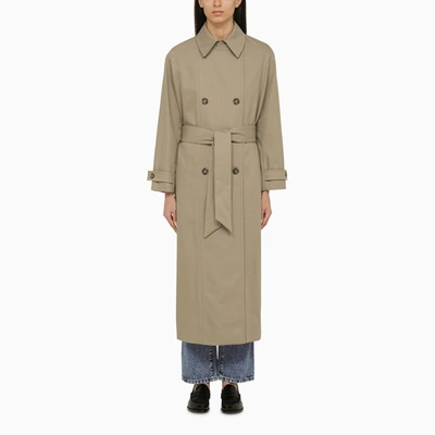 Apc Louise Beige Double-breasted Trench Coat With Belt