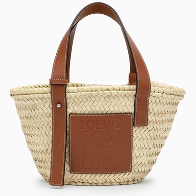 Loewe Natural Straw And Leather Bag In Metal