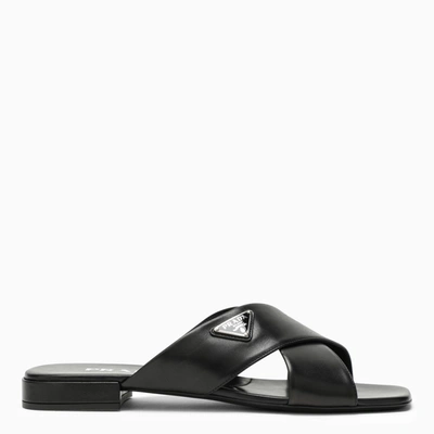 Prada Black Sandal With Crossover