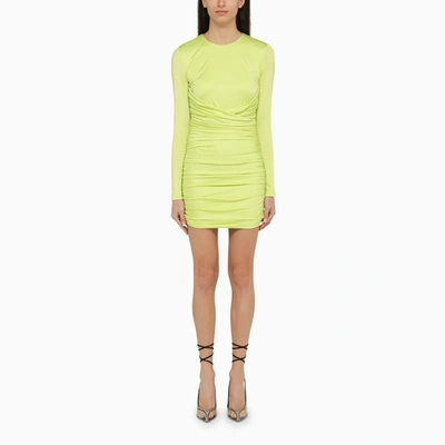 Dsquared2 Short Lime Dress With Draping In Yellow