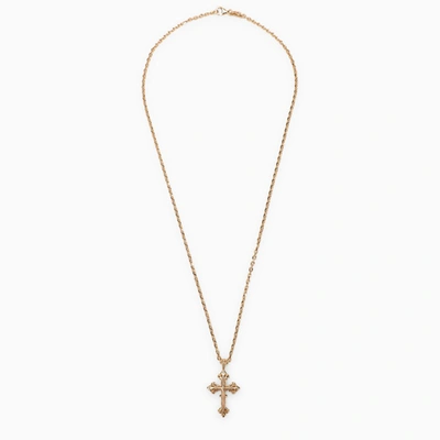Emanuele Bicocchi Avelli Small Cross Necklace In 925 Gold-plated Silver In Metal