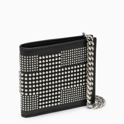 Alexander Mcqueen Black Leather Wallet With Studs And Chain
