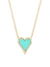 Saks Fifth Avenue Diamond, Turquoise And 14k Yellow Gold Heart Pendant Necklace