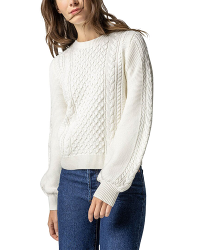 Lilla P Cable Crewneck Sweater In White