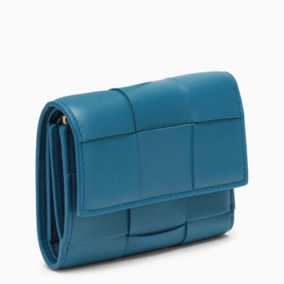 Bottega Veneta Deep Pacific Tri-fold Cassette Wallet In Blue
