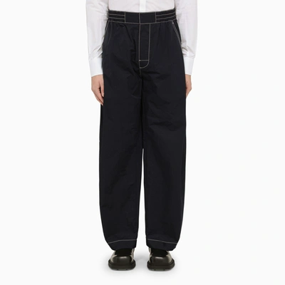 Bottega Veneta Navy Blue Trousers In Technical Nylon