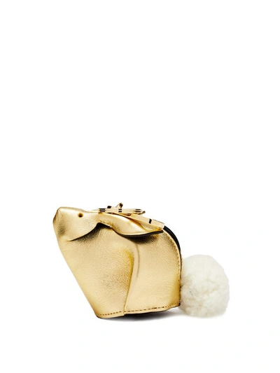 Loewe Bunny Bag Charm With Genuine Shearling - Metallic In Gold