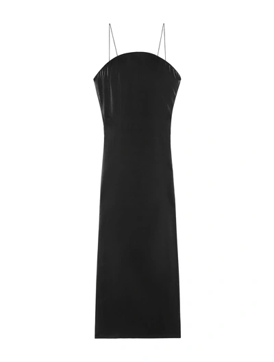 Jacquemus La Dressing Gown Carino Satin Midi Dress In Black