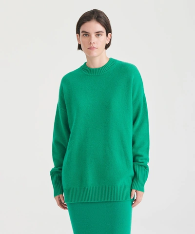 Naadam Luxe Cashmere Oversized Crewneck Sweater In Kelly Green