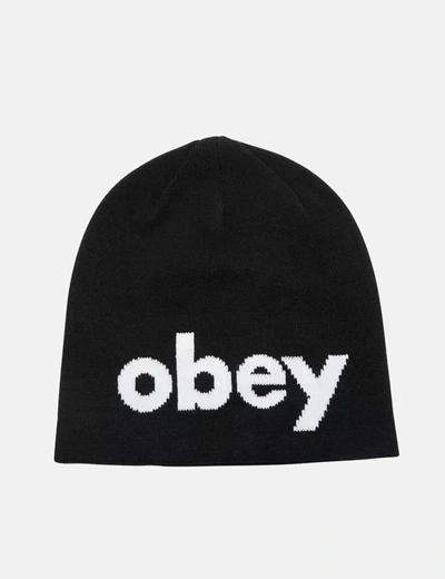 Obey Lowercase Beanie Hat In Black