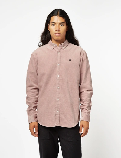 Carhartt -wip Madison Shirt (fine Cord) In Pink