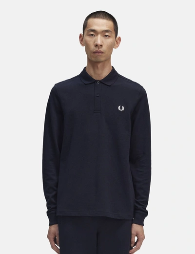 Fred Perry Long Sleeve Polo Shirt In Blue