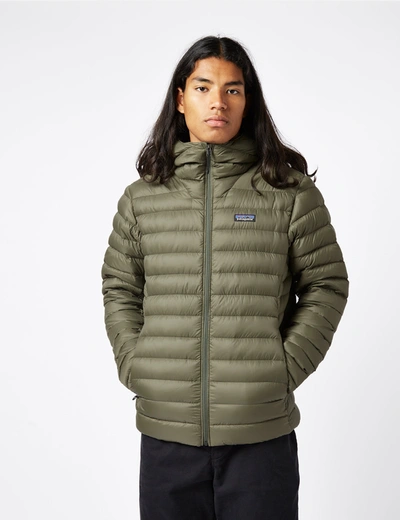 Patagonia Down Sweater Hooded Jacket In Green