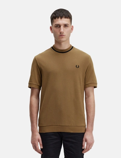 Fred Perry Crew Neck Pique T-shirt In Grey