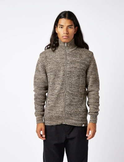 Norse Projects Hagen Rib Full Zip Jacket (wool) In Brown