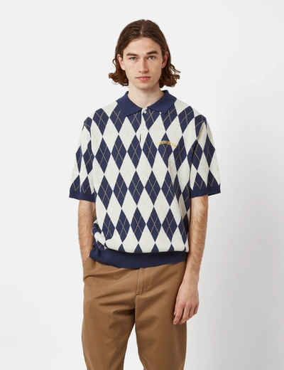 Thisisneverthat Argyle Knitted Polo In Blue