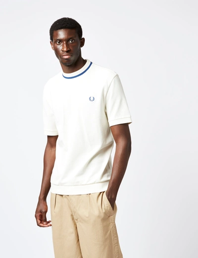 Fred Perry Crew Neck Pique T-shirt In Ecru
