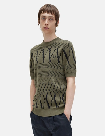 Fred Perry Argyle Panel Knitted T-shirt In Green