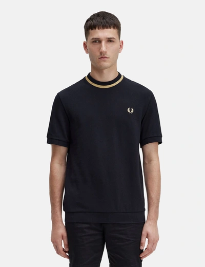 Fred Perry Crew Neck Pique T-shirt In Black