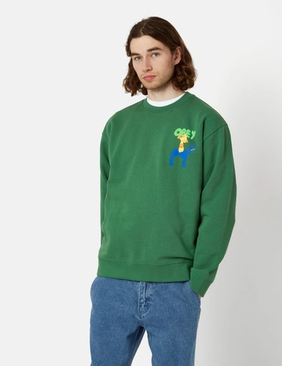 Obey Donkey Premium Crew Sweatshirt In Green