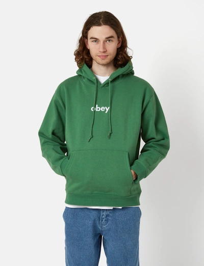 Obey Lowercase Hooded Sweatshirt In Green