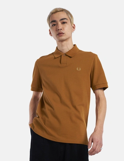 Fred Perry One Button Polo Shirt In Brown