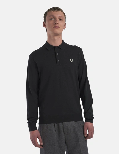 Fred Perry Long Sleeve Knitted Shirt In Green