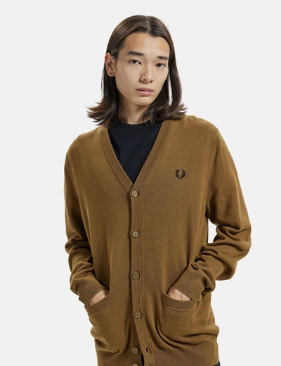 Fred Perry Classic Cardigan In Grey
