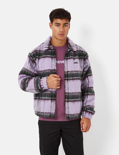 Thisisneverthat Brushed Check Zip Jacket In Purple