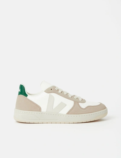 Veja V-10 Leather Trainers (chrome Free) In White