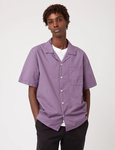 Bhode Revere Collar Shirt (italian Poplin) In Purple
