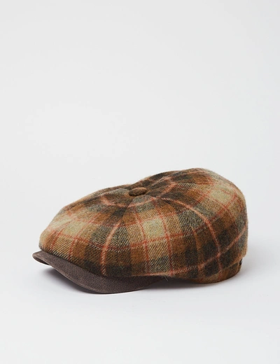Stetson Hats Stetson Hatteras Lambswool Check Flat Cap In Brown