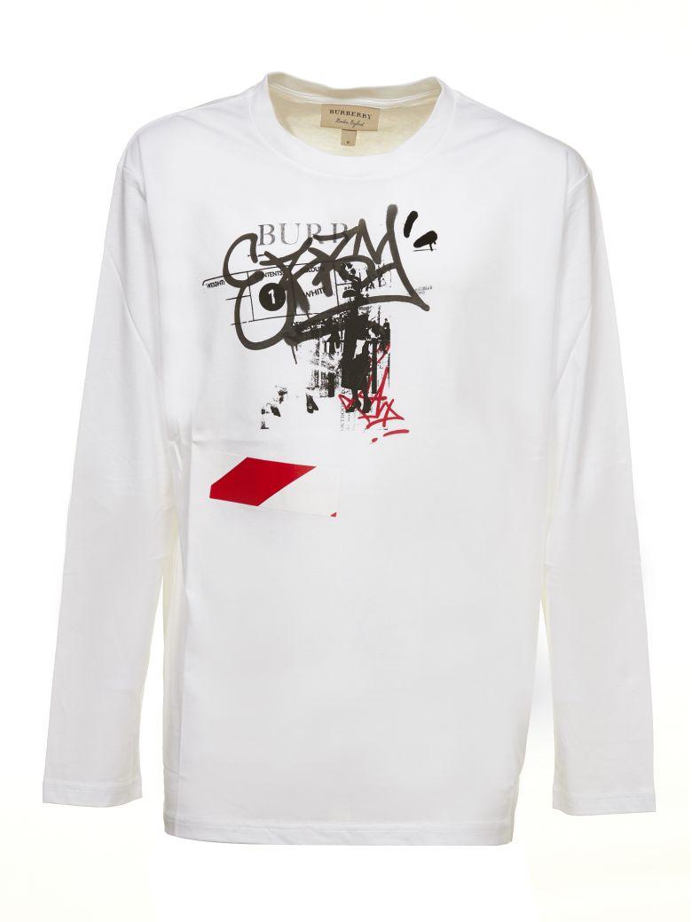 Burberry Graffitied Ticket Print T-shirt In Bianco Nero | ModeSens