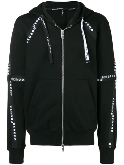 Versus Zipped Logo Hoodie In Black