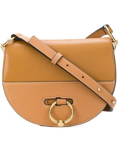 Jw Anderson Latch Smooth And Textured-leather Shoulder Bag In Tan