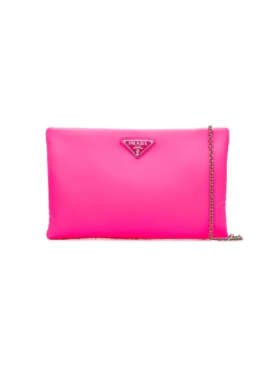 Prada Fluorescent Pink Clutch Bag With Chain
