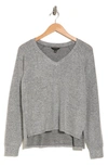 Lucky Brand V-neck High-low Pullover In Med Heather Grey