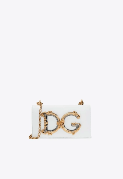 Dolce & Gabbana Dg Girls Leather Shoulder Bag In White