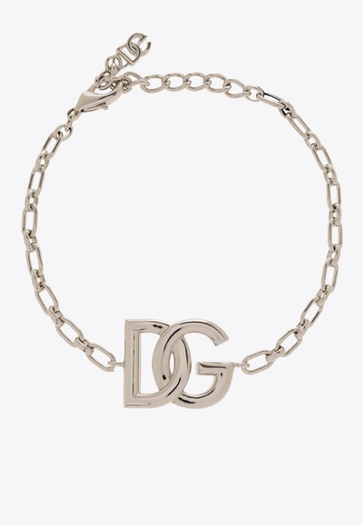 Dolce & Gabbana Dg Logo Chain Bracelet In Silver