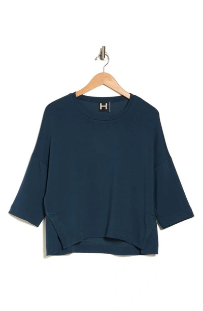 Heather By Bordeaux Boxy Crop Sweatshirt In Marine Blue