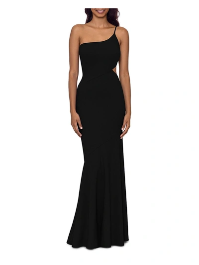 Betsy & Adam Womens One Shoulder Long Evening Dress In Black