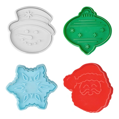 R & M International 4 Piece Christmas Cookie Stamper Set, 2.75-inch In Multi