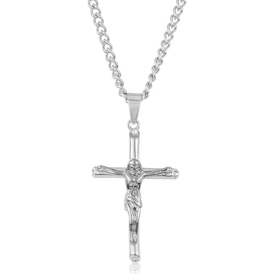 Crucible Jewelry Crucible Crucifix Cross Stainless Steel Pendant In Silver