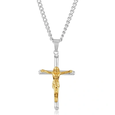 Crucible Jewelry Crucible Crucifix Cross Stainless Steel Pendant In Gold