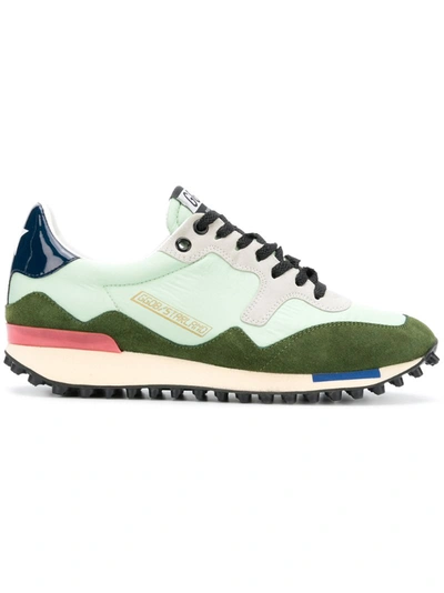 Golden Goose Starland Suede And Nylon Low-top Trainers In Green