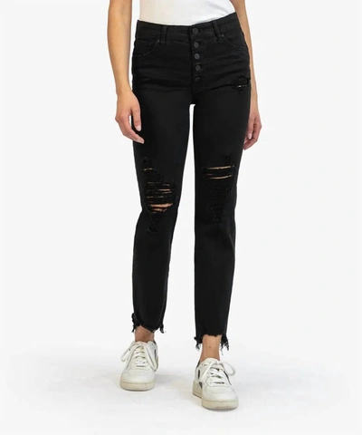Kut From The Kloth Volition Reese Raw Hem Jeans In Black