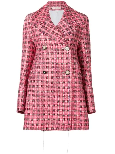 Marni Double Breasted Coat In Red
