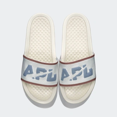 Apl Athletic Propulsion Labs Women's Big Logo Techloom Slide In Ivory/forged Blue/beachwood In Multi
