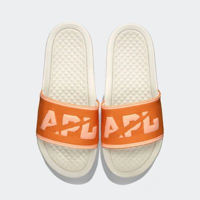 Apl Athletic Propulsion Labs Women's Big Logo Techloom Slide In Ivory/orange/neon Peach In Multi